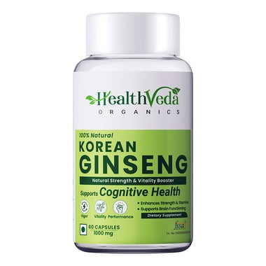 Health Veda Organics Korean Red Ginseng,  60 veggie capsule(s) 