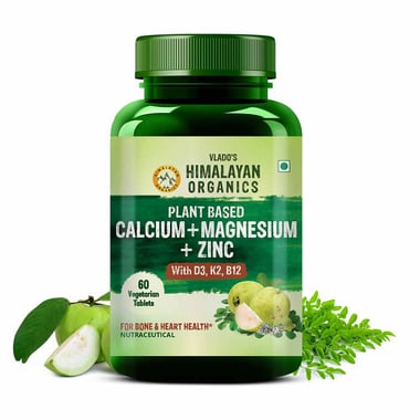 Vlado's Himalayan Organics Plant Based Calcium Magnesium Zinc D3 & K2, 60 tablets Unflavoured