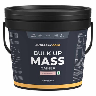Nutrabay Gold Bulk Up Mass Gainer, 11 lb Strawberry