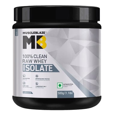 MuscleBlaze Raw Whey Isolate, 1.1 lb Unflavoured