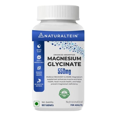 NATURALTEIN Magnesium Glycinate 550mg,  Unflavoured  60 tablet(s) 