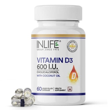 INLIFE Vitamin D3 (600 IU), 60 capsules Unflavoured