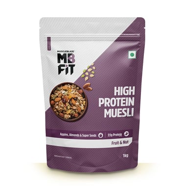 MuscleBlaze High Protein Muesli, 1 kg Fruits & Nut