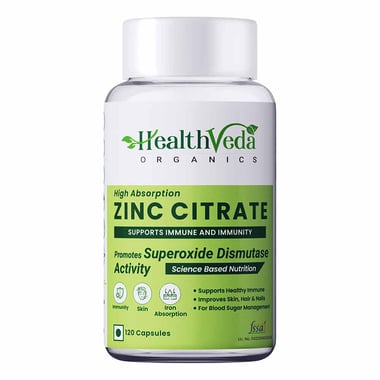 Health Veda Organics Zinc Citrate, 120 capsules