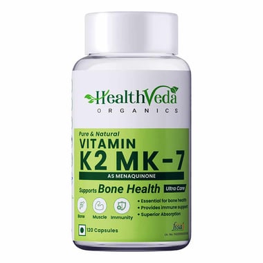 Health Veda Organics Vitamin K2 MK-7, Unflavoured 120 capsules