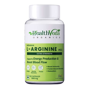 Health Veda Organics L Arginine 1000 mg,  60 capsules 