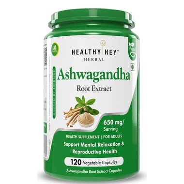 HealthyHey Nutrition Herbal Ashwagandha Root Extract, 120 veggie capsule(s)