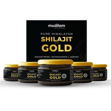 Muditam Pure Himalayan Shilajit with Gold (Pack of 5),  20 g 