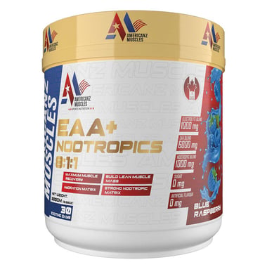 Americanz Muscles EAA + Nootropics 8:1:1, Blue Raspberry 0.66 lb 30 Servings