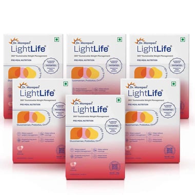 Dr. Morepen LightLife Pre-Meal Nutrition, 10 sachets/pack Litchi (Pack of 6)