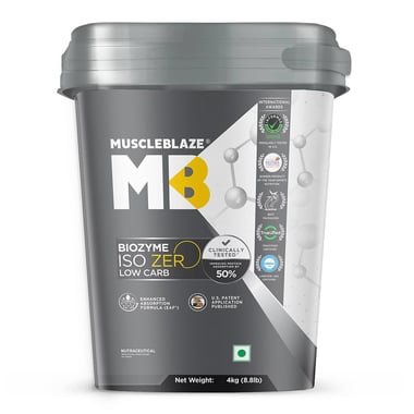 MuscleBlaze Biozyme Iso-Zero, 8.8 lb Low Carb Ice Cream Chocolate