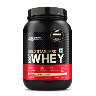ON (Optimum Nutrition) Gold Standard 100% Whey Protein, 2 lb Vanilla Ice Cream