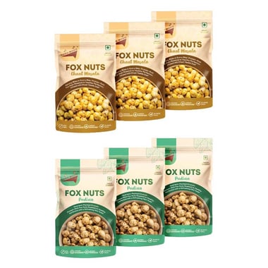 TOKU MOKU Roasted Makhana Combo Pack,  Pudina & Chaat Masala  6 Piece(s)/Pack 