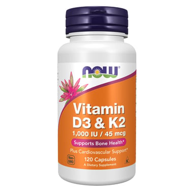 Now Vitamin D3 & K2 (1000 IU), 120 capsules Unflavoured