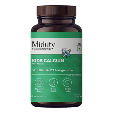 Miduty Kids Calcium with Vitamin D3 & Magnesium, 60 chewable tablet(s) Unflavoured