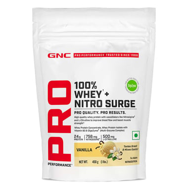 GNC Pro Performance 100% Whey + Nitro Surge, 1 lb Vanilla