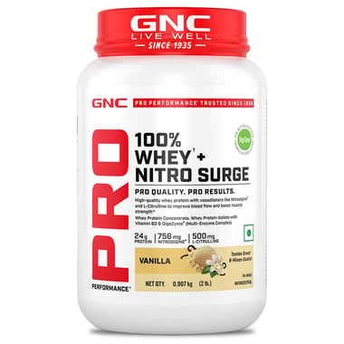 GNC Pro Performance 100% Whey + Nitro Surge, 2 lb Vanilla
