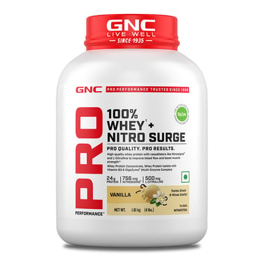 GNC Pro Performance 100% Whey + Nitro Surge, 4 lb Vanilla