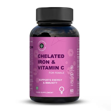 CUREFOREVER Chelated Iron & Vitamin C for Women,  60 tablet(s) 