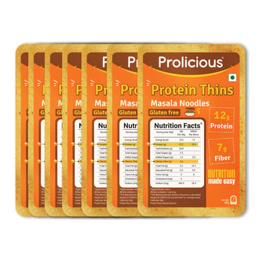 Prolicious Protein Thins Snack Chips, Masala Noodles (Pack of 7) 50 g