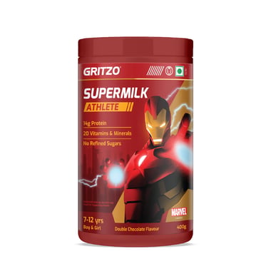 Supermilk Gritzo Athlete for 7-12 Years, 400 g Double Chocolate (Iron Man)