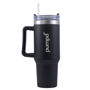 Pumpd Chugger Tumbler with Straw, Cap & Holder, Black 1.2 L