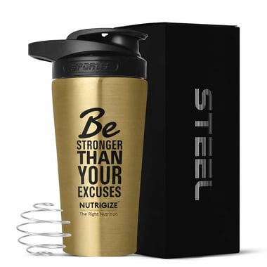 GHC Nutrigize Stainless Steel Shaker Bottle, Golden 700 ml