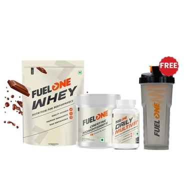 Fuel One Whey Protein 1 kg Chocolate & 100g Creatine Monohydrate & Daily Multivitamin 30 Tabs Combo