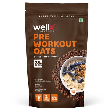 WellX Pre Workout Oats, 1 kg Coffee Mocha