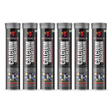 Potencia Calcium + Magnesium Effervescent, 15 tablet(s) Toffee Apple (Pack of 6)
