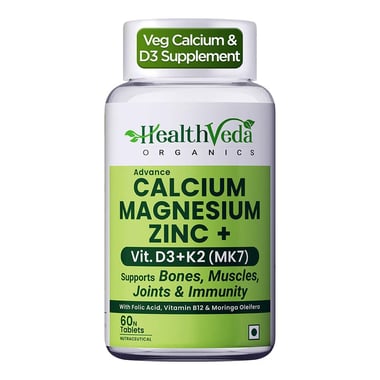 Health Veda Organics Calcium Magnesium Zinc, 60 tablet(s) Unflavoured