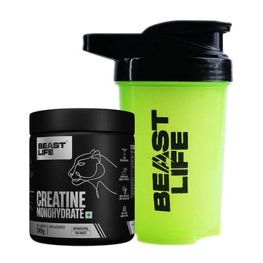BeastLife Creatine Monohydrate,  Unflavoured & Neon Shaker 500ml  0.548 lb 