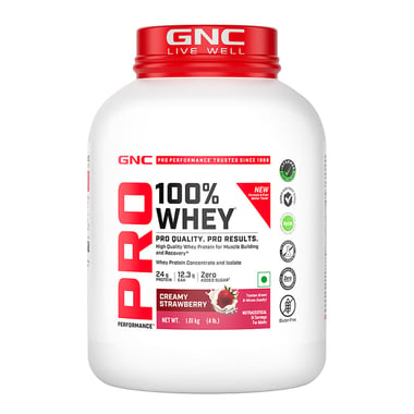 GNC Pro Performance 100% Whey Protein New Formulation,  4 lb  Creamy Strawberry 