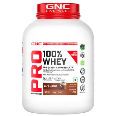 GNC Pro Performance 100% Whey Protein New Formulation, 4 lb Cafe Mocha