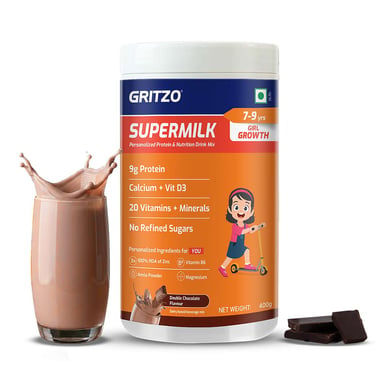 Supermilk Gritzo Growth for Girl 7 to 9 years,  400 g  Double Chocolate 