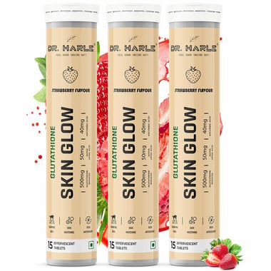 DR. HARLE Glutathione Skin Glow Effervescent, Strawberry (Pack of 3) 15 tablets