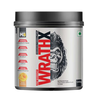 MuscleBlaze Pre Workout WrathX, 1.19 lb Rage Orange