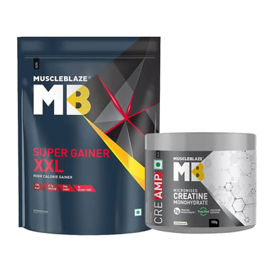 MuscleBlaze Super Gainer XXL 2 kg Cookies & Cream and Creatine Monohydrate CreAMP 100g Combo