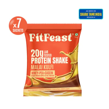 FitFeast Protein Shaker,  7 sachets/pack  Malai Kulfi 