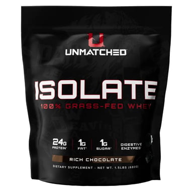 Unmatched Isolate Grass-Fed Whey Protein,  1.5 lb  Rich Chocolate 
