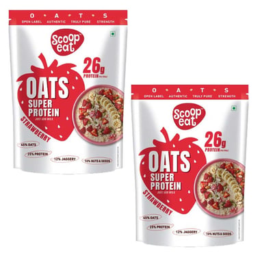 Scoopeat 26g Super Protein Oats, 400 g Strawberry (Pack of 2)