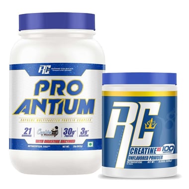 Ronnie Coleman Pro-Antium Whey Protein 2 lb Cookies and Cream & Creatine XS Unflavoured 0.66 lb Combo