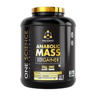 One Science Anabolic Super Mass Gainer, 5.5 lb Alphonso Mango