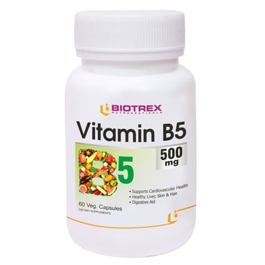 Biotrex Vitamin B5 500mg, Unflavoured 60 veggie capsule(s)