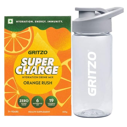Supercharge Hydration Drink Mix 15 Pieces Pack & Sipper Combo