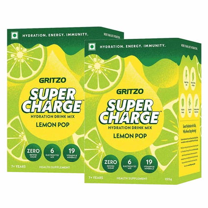 Supercharge Hydration Drink Mix 30 Pieces Pack Lemon Pop Flavour - 15 Pcs x 2