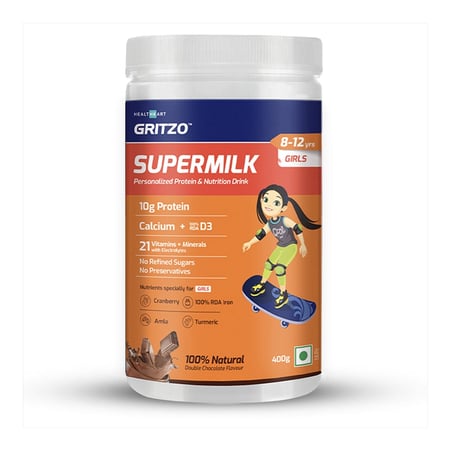 Gritzo SuperMilk Personalized Protein & Nutrition Drink For 8-12yr Girls OP
