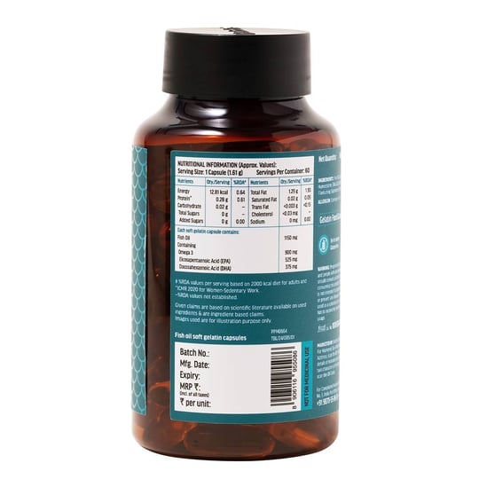 10 - HK Vitals Triple Strength Fish Oil (46:38) by HealthKart,  60 softgels 