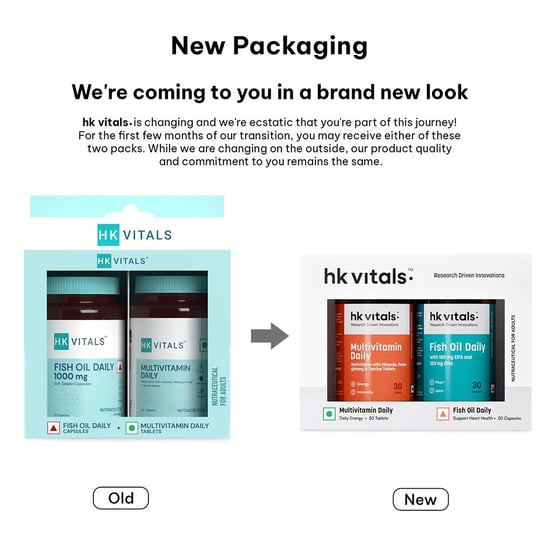 1 - HK Vitals Assorted Multivitamin - Fish Oil (30N tabs+ 30N Softgel caps), 2 Piece(s)/Pack