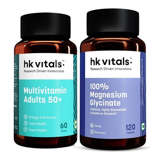 100% Magnesium Glycinate 120 Tabs and Multivitamin Adults 50+ 60 Tabs